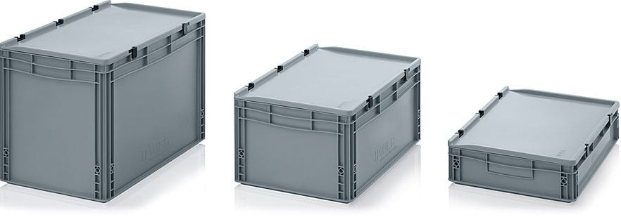 Eurobox grau 60x40x23.5cm mit Scharnierdeckel