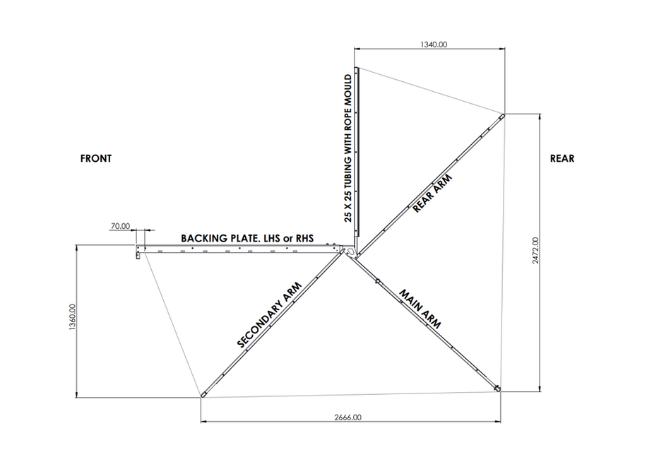 Alu-Cab 2m Markise, links/Rechts (270°)